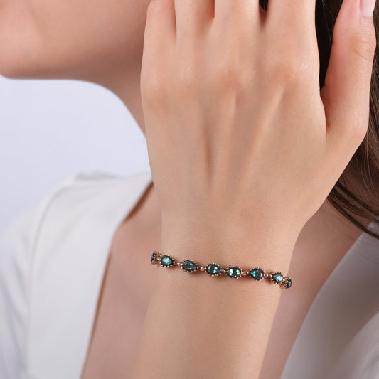 1.6 Carat Natural Emerald Bracelet – Elegant Fine Jewelry Design - Gold Stone Diamond