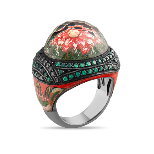 8.09 Carat Natural Diamond and Emerald Ring – Fine Jewelry Design - Gold Stone Diamond