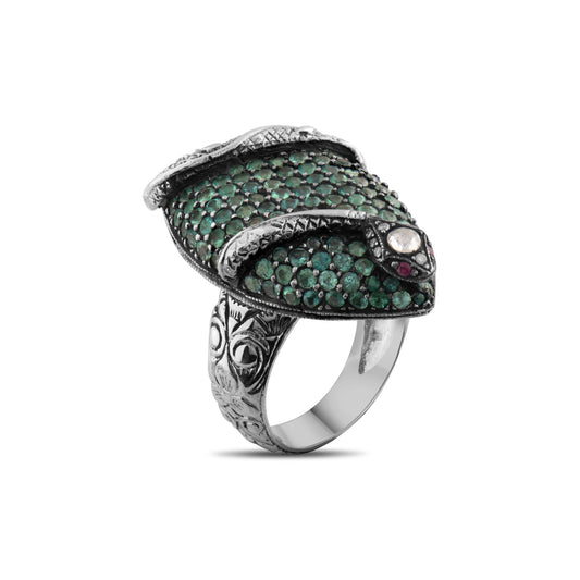 3.61 Carat Natural Diamond and Emerald Ring – Fine Jewelry Design - Gold Stone Diamond