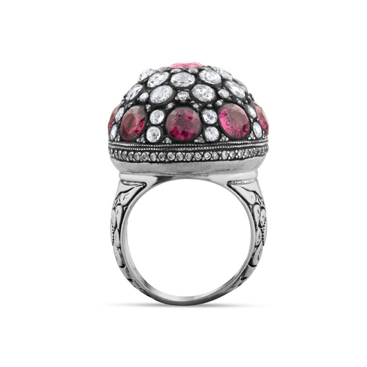 6.22 Carat Natural Diamond and Ruby Ring – Elegant Fine Jewelry Design - Gold Stone Diamond