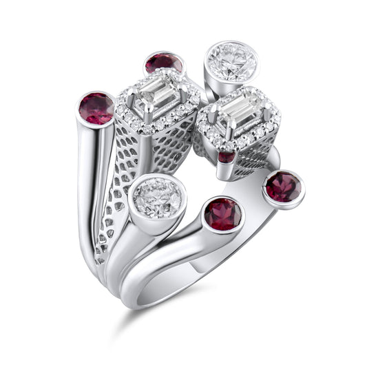 2.75 Carat Natural Diamond and Ruby Ring – Elegant Fine Jewelry Design - Gold Stone Diamond