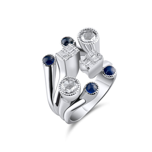 2.34 Carat Natural Diamond and Tourmaline Ring – Fine Jewelry Design - Gold Stone Diamond