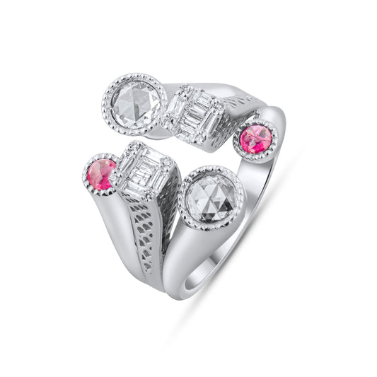 1.12 Carat Natural Diamond and Ruby Ring – Fine Jewelry Design - Gold Stone Diamond