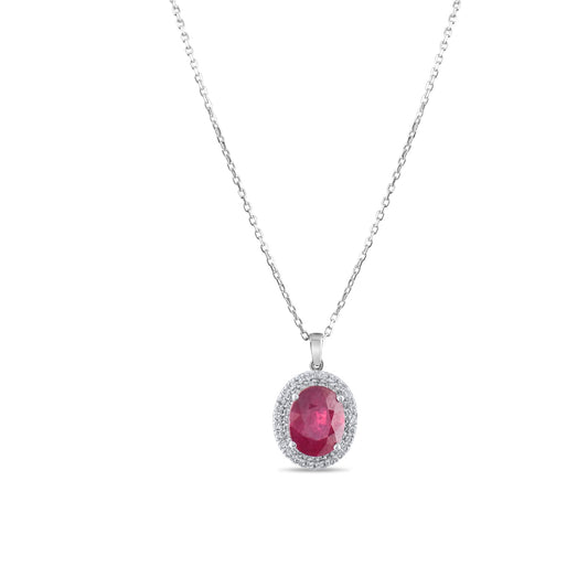 3.01 Carat Natural Diamond and Ruby Necklace – Fine Jewelry Design - Gold Stone Diamond