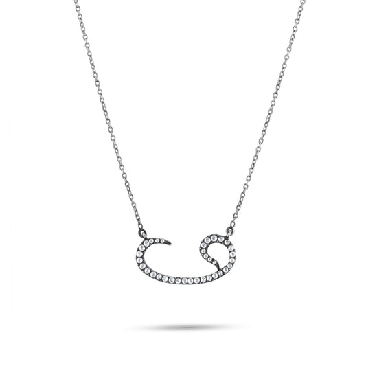 0.5 Carat Natural Diamond Arabic Waw Necklace – Fine Jewelry Design - Gold Stone Diamond