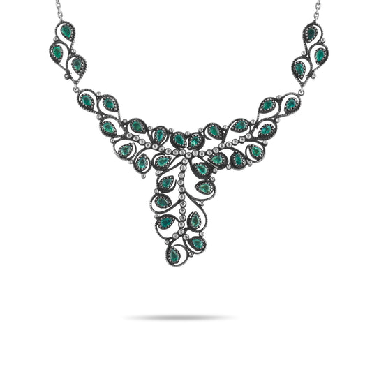 12.2 Carat Natural Diamond and Emerald Necklace – Fine Jewelry Design - Gold Stone Diamond