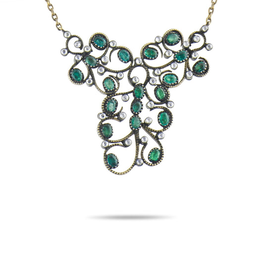 5.6 Carat Natural Diamond and Emerald Necklace – Fine Jewelry Design - Gold Stone Diamond