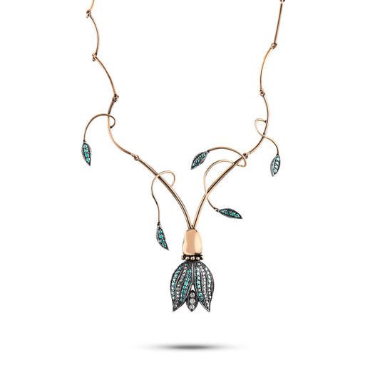 4.1 Carat Natural Diamond and Emerald Necklace – Fine Jewelry Design - Gold Stone Diamond