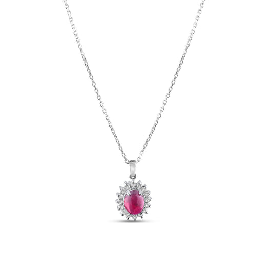 2.80 Carat Natural Diamond and Ruby Necklace – Fine Jewelry Design - Gold Stone Diamond