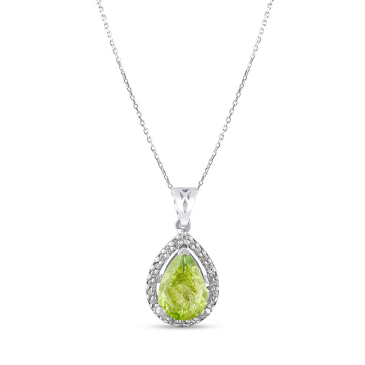1.03 Carat Natural Diamond and Peridot Necklace – Fine Jewelry Design - Gold Stone Diamond