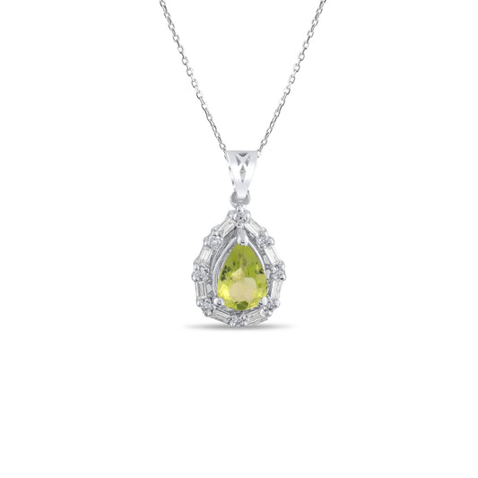 1.04 Carat Natural Diamond and Peridot Necklace – Fine Jewelry Design - Gold Stone Diamond