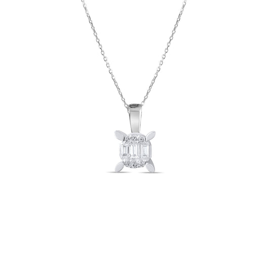 0.11 Carat Baguette Diamond Necklace – Elegant Fine Jewelry Design - Gold Stone Diamond