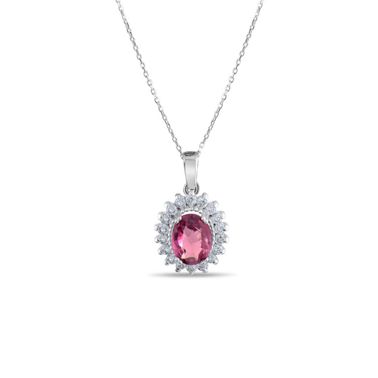1.23 Carat Natural Diamond and Rhodolite Necklace – Fine Jewelry Design - Gold Stone Diamond