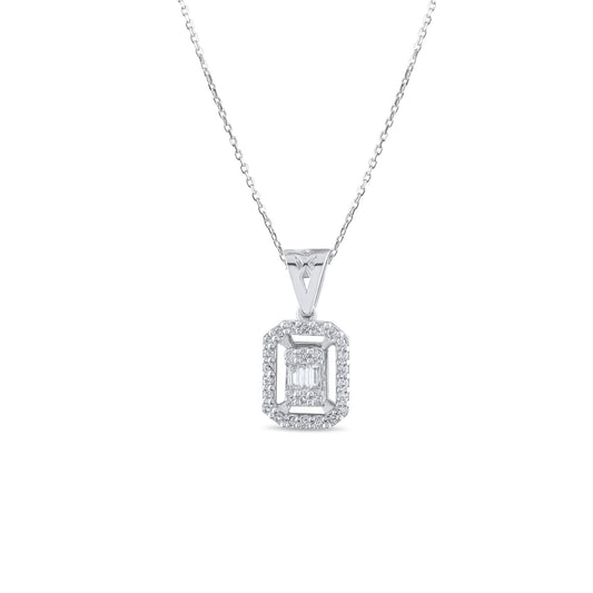 0.15 Carat Baguette Diamond Necklace – Elegant Fine Jewelry Design - Gold Stone Diamond