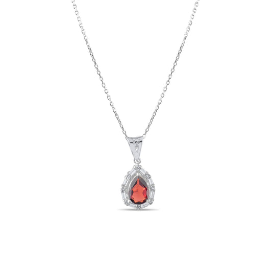 0.94 Carat Natural Diamond and Garnet Necklace – Fine Jewelry Design - Gold Stone Diamond