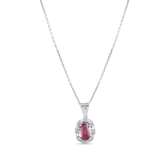1.4 Carat Natural Diamond and Ruby Necklace – Fine Jewelry Design - Gold Stone Diamond