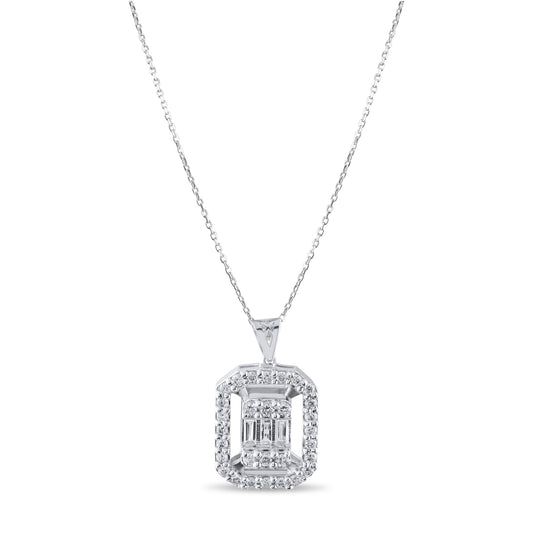 0.18 Carat Baguette Diamond Necklace – Elegant Fine Jewelry Design - Gold Stone Diamond