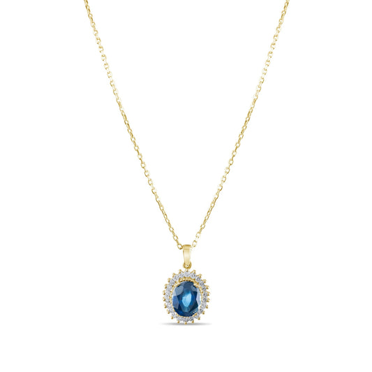 2.6 Carat Natural Diamond and Sapphire Necklace – Fine Jewelry Design - Gold Stone Diamond