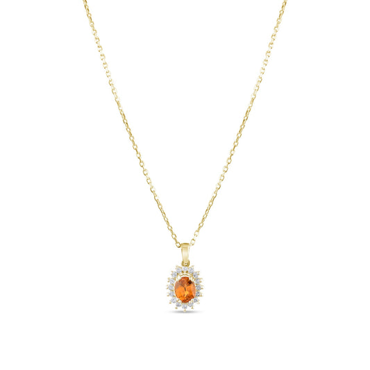 0.69 Carat Natural Diamond and Yellow Sapphire Necklace – Fine Jewelry Design - Gold Stone Diamond
