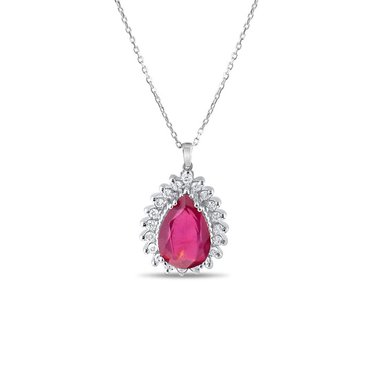 1.92 Carat Natural Diamond and Ruby Necklace – Fine Jewelry Design - Gold Stone Diamond