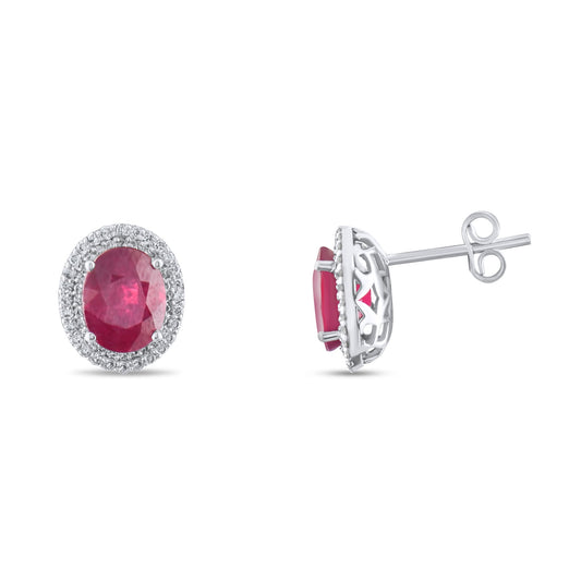 6.02 Carat Natural Diamond and Ruby Earrings – Fine Jewelry Design - Gold Stone Diamond
