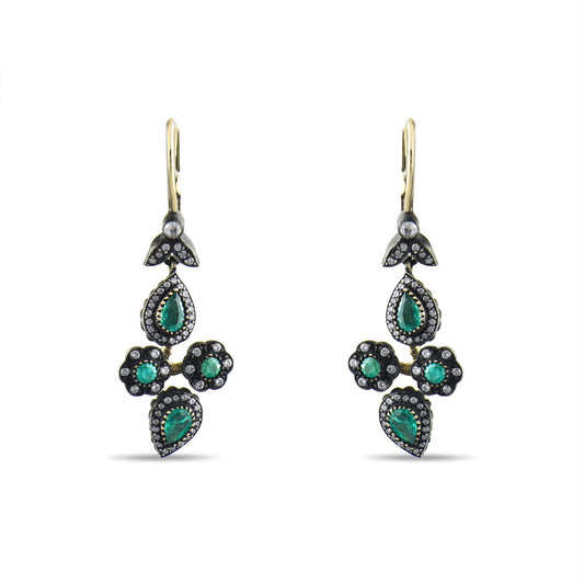 6 Carat Natural Diamond and Emerald Earrings – Fine Jewelry Design - Gold Stone Diamond