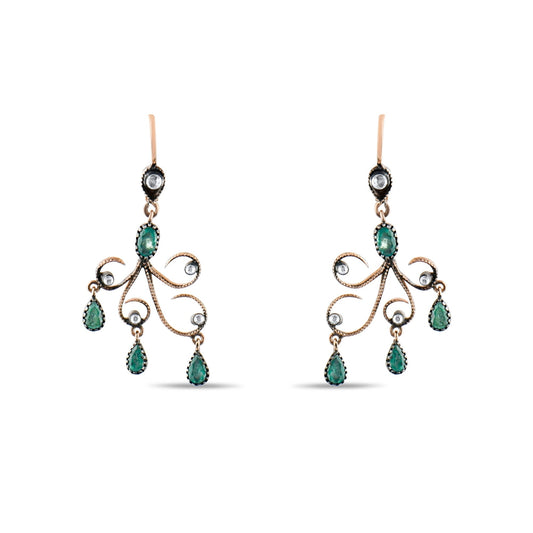 2.2 Carat Natural Diamond and Emerald Earrings – Fine Jewelry Design - Gold Stone Diamond