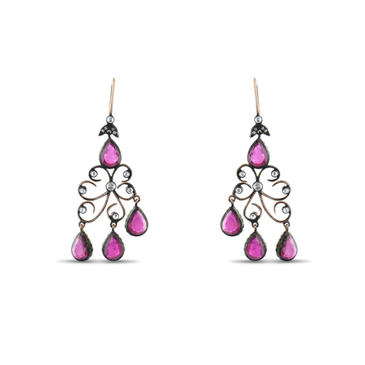 5.6 Carat Natural Diamond and Ruby Earrings – Fine Jewelry Design - Gold Stone Diamond