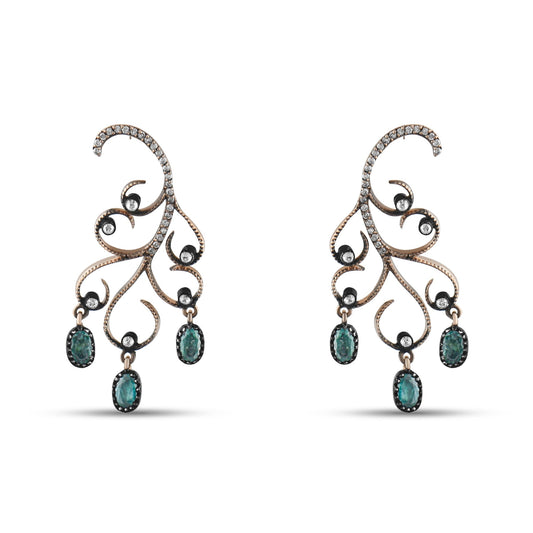 1.69 Carat Natural Diamond and Emerald Earrings – Fine Jewelry Design - Gold Stone Diamond