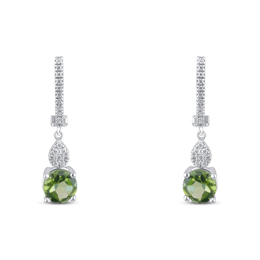 2.07 Carat Natural Diamond and Peridot Earrings – Fine Jewelry Design - Gold Stone Diamond