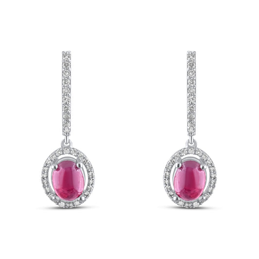 5.65 Carat Natural Diamond and Ruby Earrings – Fine Jewelry Design - Gold Stone Diamond