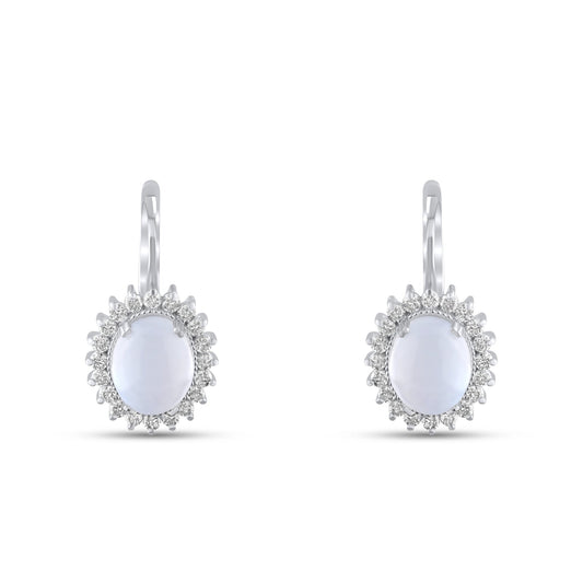 4.72 Carat Natural Diamond and Moonstone Earrings – Fine Jewelry Design - Gold Stone Diamond