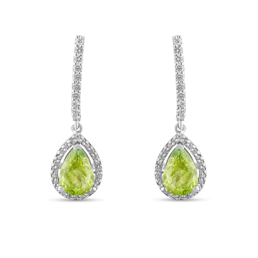 2.14 Carat Natural Diamond and Peridot Earrings – Fine Jewelry Design - Gold Stone Diamond