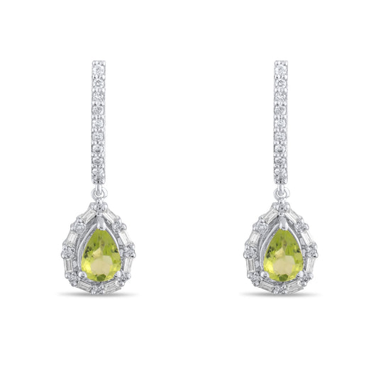 3.35 Carat Natural Diamond and Peridot Earrings – Fine Jewelry Design - Gold Stone Diamond