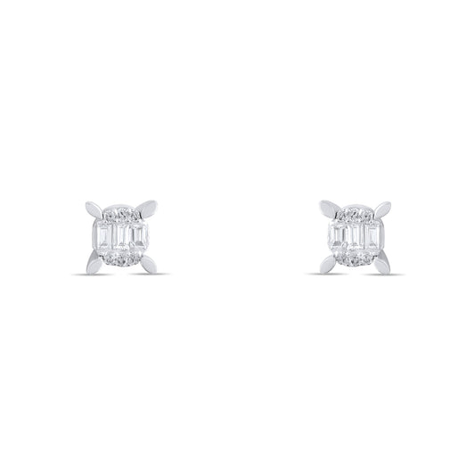 0.16 Carat Baguette Diamond Earrings – Elegant Fine Jewelry Design - Gold Stone Diamond