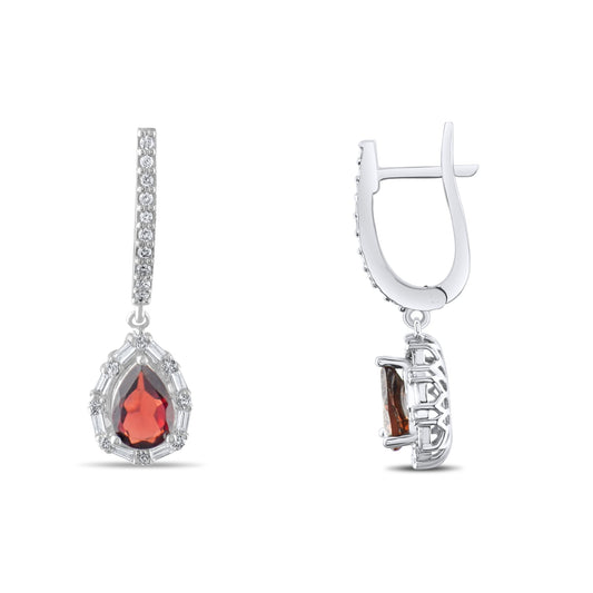 2.02 Carat Natural Diamond and Garnet Earrings – Fine Jewelry Design - Gold Stone Diamond