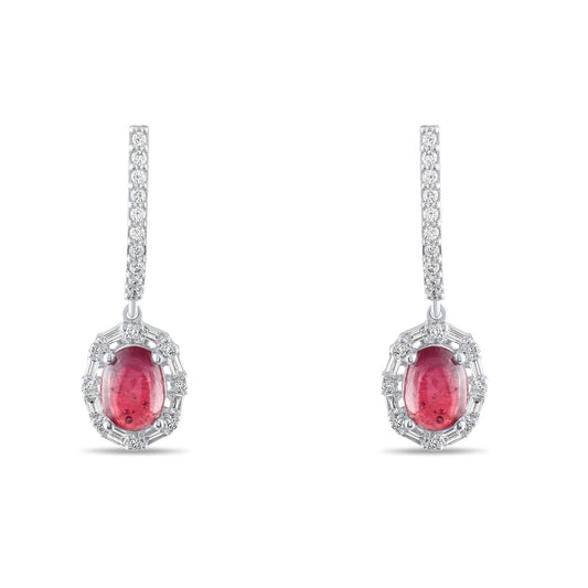 2.93 Carat Natural Diamond and Ruby Earrings – Fine Jewelry Design - Gold Stone Diamond