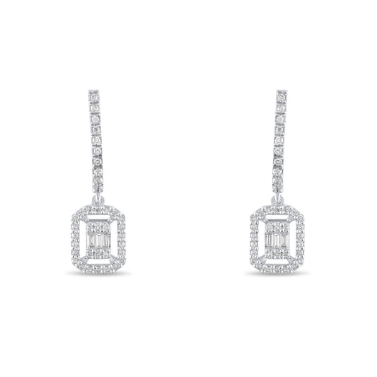 0.34 Carat Baguette Diamond Earrings – Elegant Fine Jewelry Design - Gold Stone Diamond