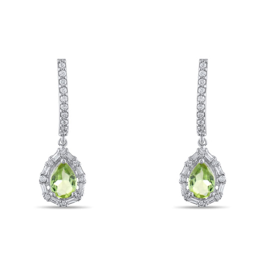 1.59 Carat Natural Diamond and Peridot Earrings – Fine Jewelry Design - Gold Stone Diamond
