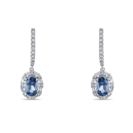 2.43 Carat Natural Diamond and Sapphire Earrings – Fine Jewelry Design - Gold Stone Diamond