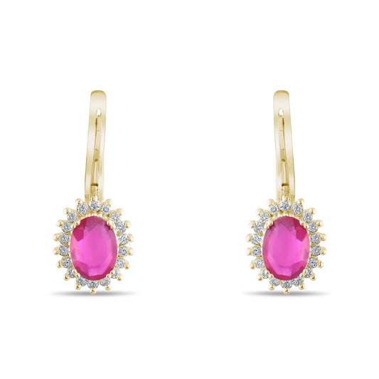 2.02 Carat Natural Diamond and Ruby Earrings – Fine Jewelry Design - Gold Stone Diamond