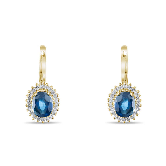 5.17 Carat Natural Diamond and Sapphire Earrings – Fine Jewelry Design - Gold Stone Diamond