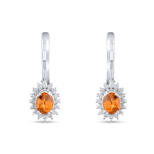 1.38 Carat Natural Diamond and Yellow Sapphire Earrings – Fine Jewelry Design - Gold Stone Diamond