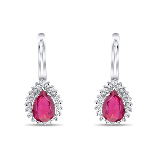 3.82 Carat Natural Diamond and Ruby Earrings – Fine Jewelry Design - Gold Stone Diamond