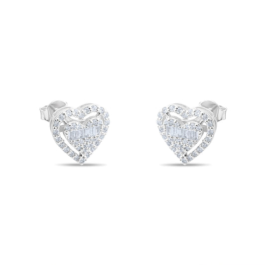 0.23 Carat Baguette Diamond Floral Earrings – Fine Jewelry Design - Gold Stone Diamond