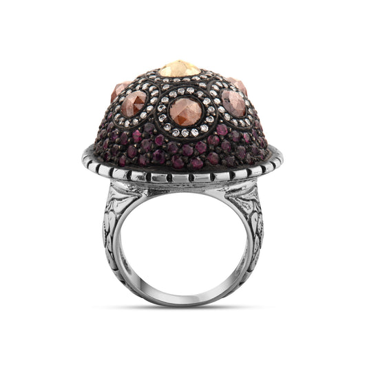 7.41 Carat Natural Diamond and Ruby Ring – Fine Jewelry Design - Gold Stone Diamond
