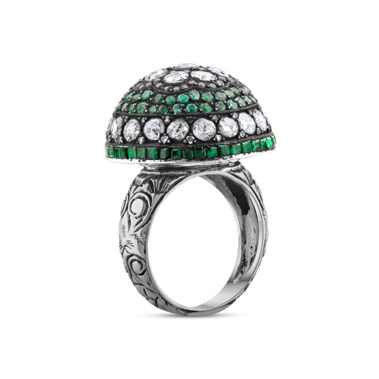 11.53 Carat Natural Diamond and Emerald Ring – Fine Jewelry Design - Gold Stone Diamond
