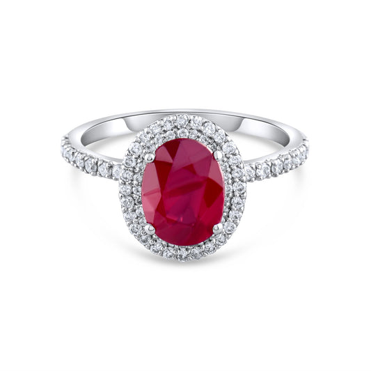 3.21 Carat Natural Diamond and Ruby Ring – Fine Jewelry Design - Gold Stone Diamond