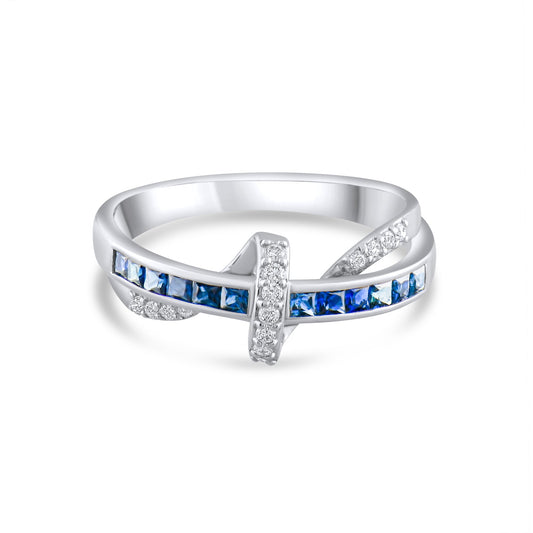 0.34 Carat Natural Diamond and Sapphire Ring – Fine Jewelry Design - Gold Stone Diamond