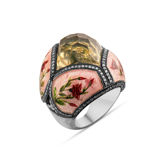 2.12 Carat Natural Diamond Floral and Bird Design Ring - Gold Stone Diamond